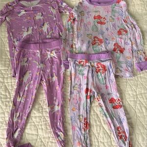 Little Sleepies 2T Unicorn & Part of Her World Ariel pj’s